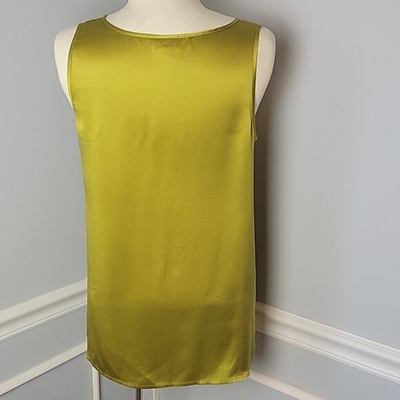 J.JILL Chartreuse Green Yellow 100% Silk Scoop Neck Sleeveless Shell Tank Top S - Picture 3 of 14